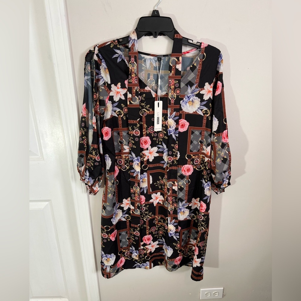 NWT Laishen Cold Shoulder Belted Floral Mini Dress